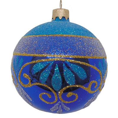 Шар новогодний d80 8973-1 синий с золотым