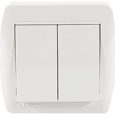 Выключатель двухклавишный Lezard Demet без подсветки 10 А 250В IP20 белый