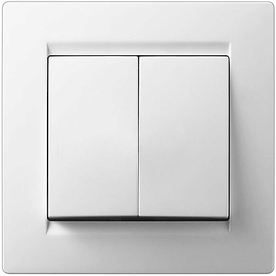 Выключатель двухклавишный UP! (Underprice) One без подсветки 220В белый 706-0202-101