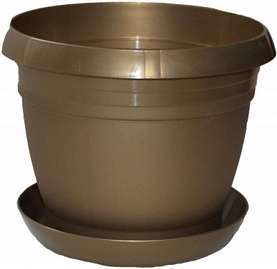 Горшок Оранжерея «Жемчужина» с подставкой круглый 1,8л золото 