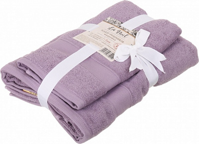 Набір рушників махрових Tara з бордюром 2 шт 50x90 см бузковий La Nuit