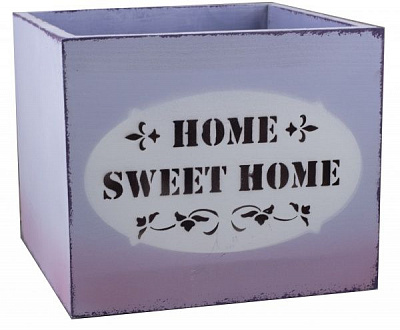 Кашпо деревянное Elsa Home sweet home Прованс 17x17 см квадратный сиреневый (DL-19-08) 
