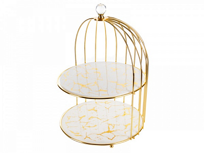 Фруктовниця двоярусна Marble White 25 см 926-002 Lefard