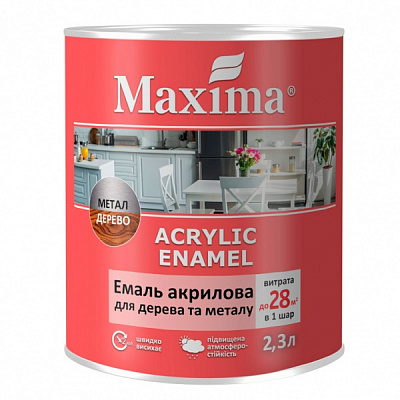 Акваэмаль Maxima акриловая для дерева и металла глянец 2,3л