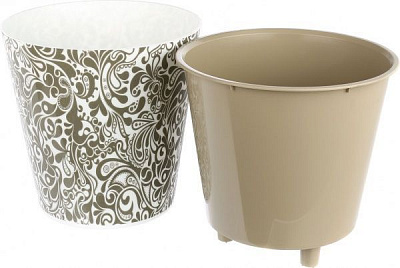 Горшок пластиковый Алеана Деко Узор круглый 1л белый 