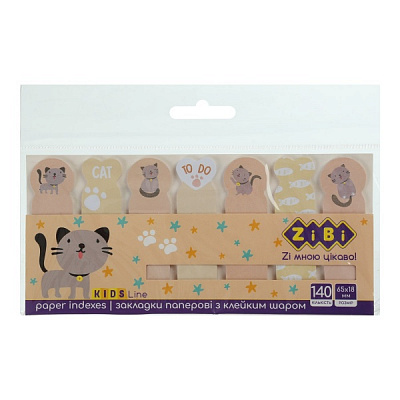 Стикер-закладка Grey Cat с клейким слоем 68x20 мм и 65x18 мм по 20 листов ZiBi