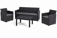 Комплект мебели Keter Claire: 3-х местний диван, 2 кресла и стол антрацит 