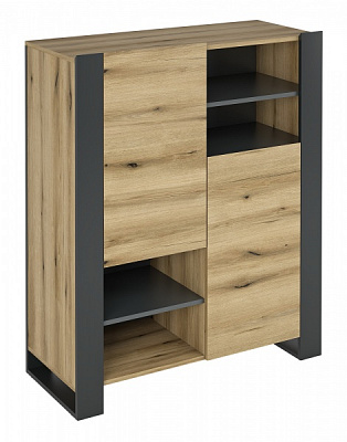 Шкаф-витрина Грейд Combo 1000х1187х421 мм графит серый / дуб эвок прибрежный 