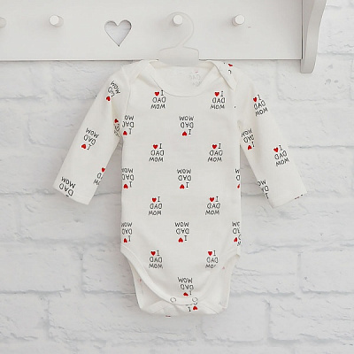 Боди детское унисекс Blanka Люблю Маму Папу р.74 бежевый 110363 