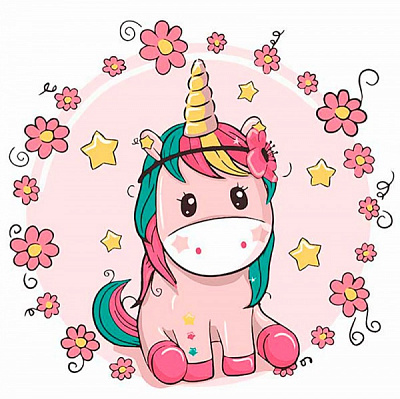 Картина по номерам Единорожка в цветах 15504-AC 30х30 см ArtCraft 