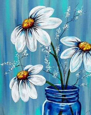 Набор для творчества со стразами на подрамнике Ромашки 20x30 см 178115 Діамантові ручки 