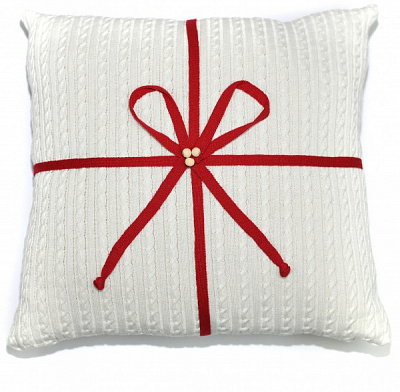 Подушка декоративна з бантом 45x45 см 233 Біла Прованс