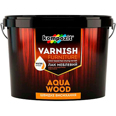 Лак меблевий AQUA WOOD Kompozit шовковистий мат 2,5 л безбарвний