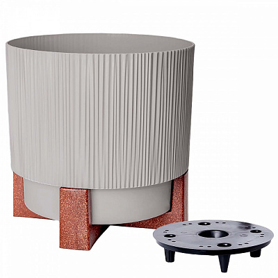 Вазон пластик Осло зі вставкою та декор. підставкою d12 см круглий какао 0,7 л Алеана