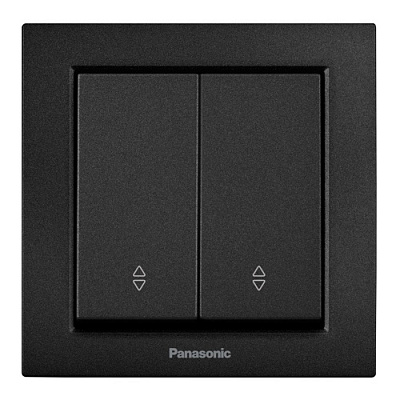 Вимикач прохідний двоклавішний Panasonic Karre Plus 55 без підсвітки чорний WDTC90112BL-UA1