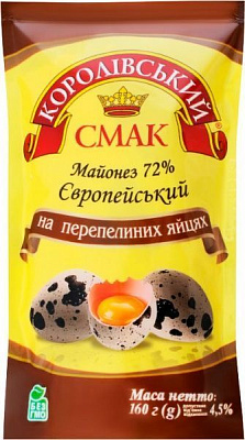 Майонез Європейський на перепелиних яйцях 72% 160г