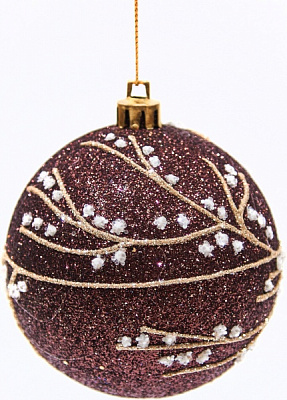 Куля новорічна Гілочки 100 мм коричневий 7398