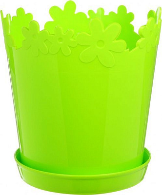 Горшок пластиковый Алеана Лютик круглый 0,9л зеленый 