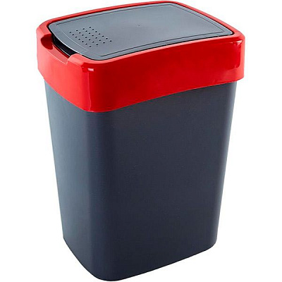 Ведро для мусора Алеана 10 л гранит/красный 122066