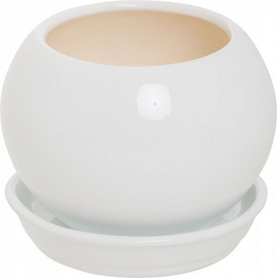 Горщик керамічний Оріана-Запоріжкераміка Куля глянець білий круглий 0,4л білий