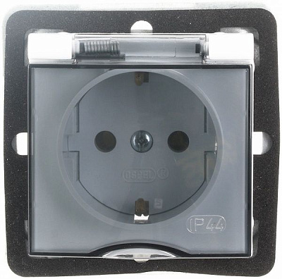 Розетка с заземлением Ospel Impresja 16 А 250 В без шторок с крышкой белый