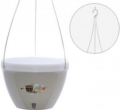 Горшок пластиковый подвесной Santino Vista круглый 3,8л серый/белый 