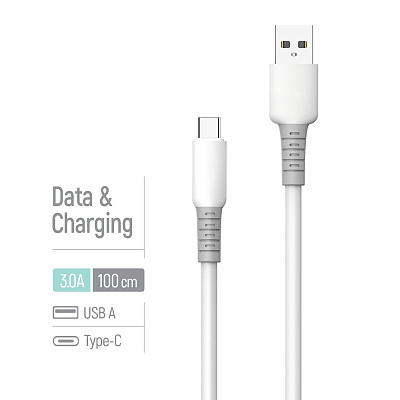 Дата-кабель ColorWay USB - Type-C (liquid silicone) 3А 1 м white (CW-CBUC093-WT)