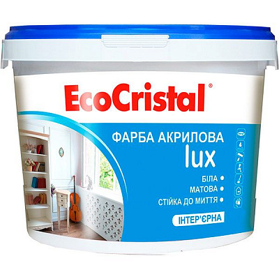 Фарба латексна водоемульсійна EcoCristal Люкс ІР-233 База С мат база під тонування 0,9л