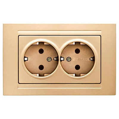 Розетка двойная с заземлением Gunsan Moderna без шторок бежевый металлик MD 29 25 150