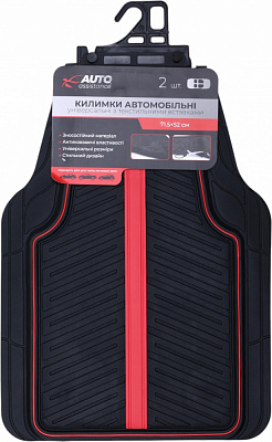 Коврики автомобильные Auto Assistance передние AA24101FR 2 шт. черный/красный универсальные