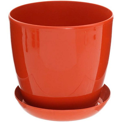 Горщик пластиковий Омела глянцевий круглий 0,8л теракот