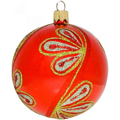 Шарик новогодний 2588-2 красный 80 мм
