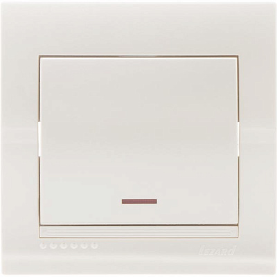 Вимикач одноклавішний Lezard Deriy з підсвіткою 10 А 250В перлинно-білий 702-3030-111