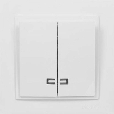 Выключатель двухклавишный Mono Despina с подсветкой 10 А 250В белый 102-190025-103