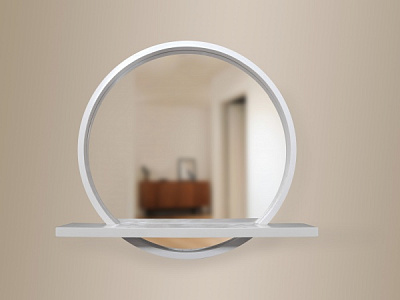 Зеркало с полкой Luxury Wood Sunrise ясень снежно-белый D700 мм 