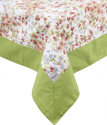 Скатертина з кантом Бурштинові квіти 136x180 см білий із салатовим La Nuit