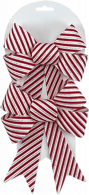 Декорація Бант у смужку 2 шт. 17 см білий із червоним SD22-152