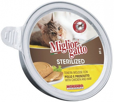 Корм Morando MigliorGatto Sterilized мус з куркою і шинкою 85 г