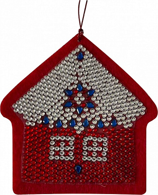 Набор для творчества со стразами (наклейка) Новогодний домик 10x10 см 178449 Діамантові ручки 