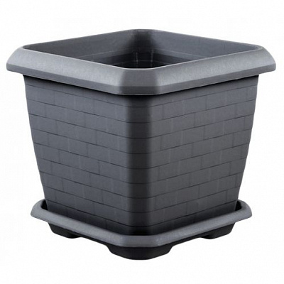 Горшок Serinova с поддоном HISAR №5 534x534x470 квадратный 74,3 л антрацит 
