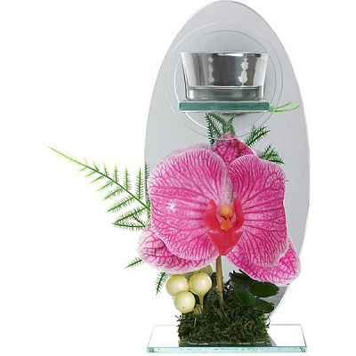 Свічник скляний з орхідеєю EBA14A015