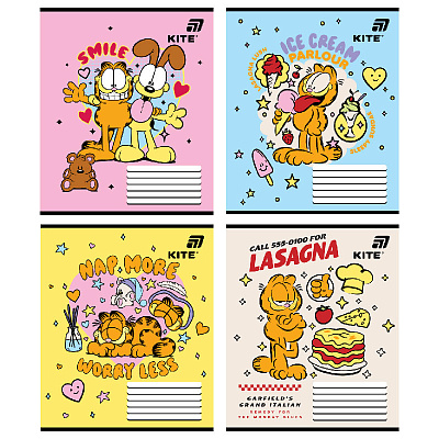 Тетрадь Garfield 12 лист. косая линия GF26-235 KITE