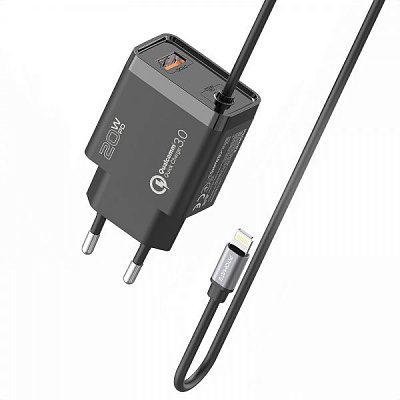 Зарядное устройство Promate iCharge-PDQC3 20Вт PD Lightning connector+USB QC3.0 Black 
