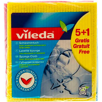 Набор салфеток универсальные Vileda влагопоглощающая 18x20 см см 6 шт./уп. желтыйсинийрозовый