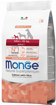 Корм сухий для собак для малих порід Monge mini adult лосось з рисом 800 г