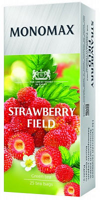 Чай зеленый Мономах листовой мелкий с ароматом земляники STRAWBERRY FIELD 25 шт. 