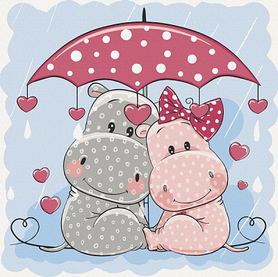 Картина за номерами Бегемотики під парасолькою 15530-АС 30х30 см ArtCraft