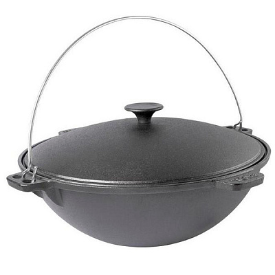 Казан Biol ø320 мм 200 мм 6 л татарський чавунний з дужкою та кришкою 0906