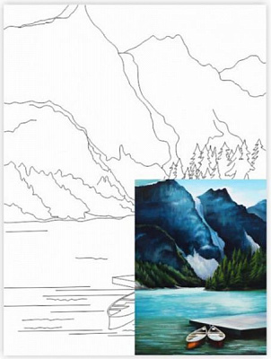 Полотно на картоні з контуром Пейзаж №29 Rosa Start