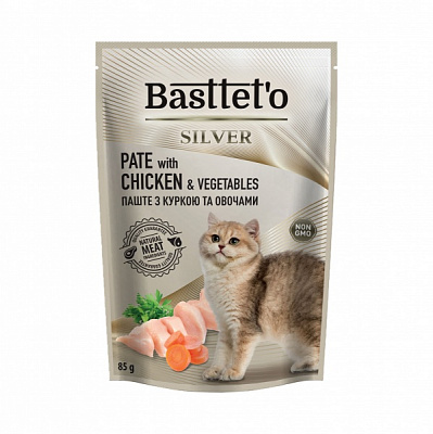 Паштет для котов Basttet`o Silver с курицей 85 г